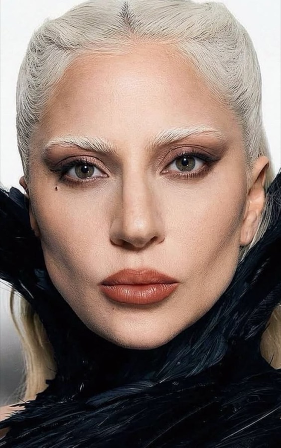 Lady Gaga showing sanpaku eyes — white visible around the iris