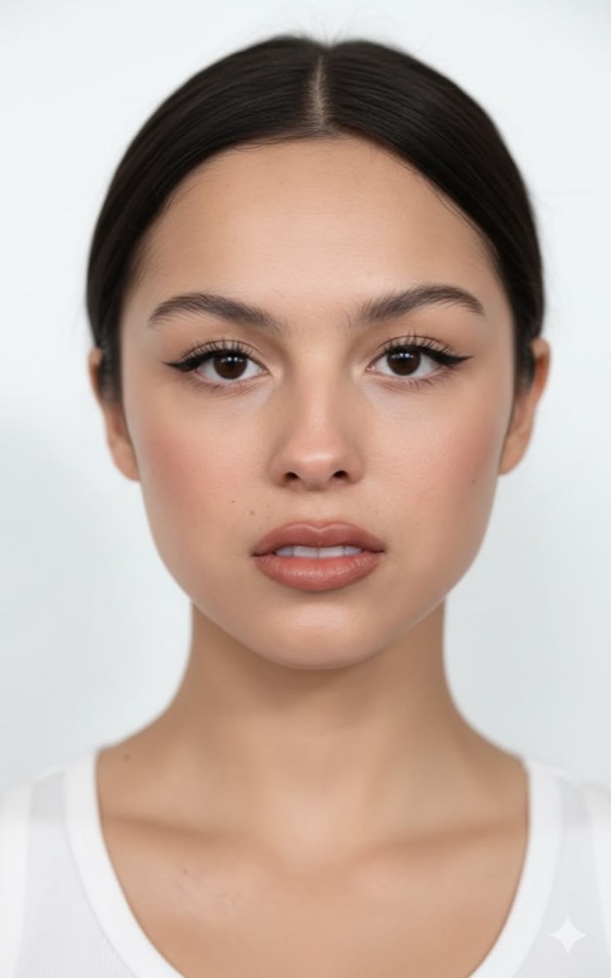Olivia Rodrigo showing sanpaku eyes — white visible around the iris