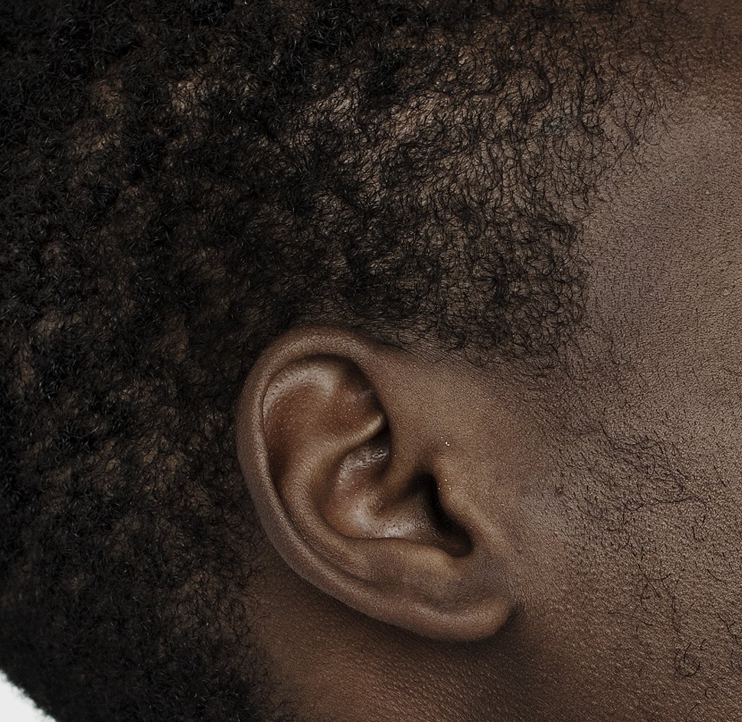 Side-view close-up of a human ear