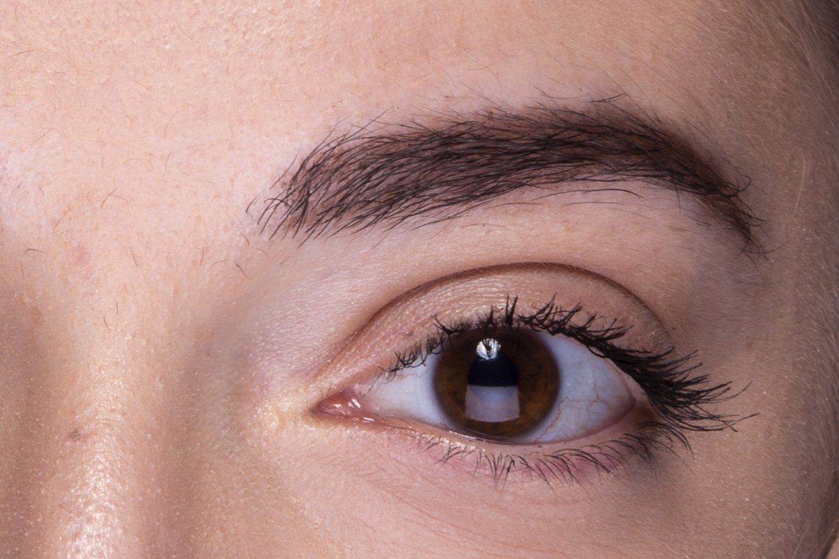 Close-up of the upper eyelid between the eyebrow and the eye