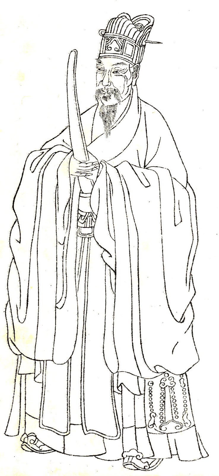 Woodblock portrait of Liu Bowen, the Ming-dynasty statesman, in official robes