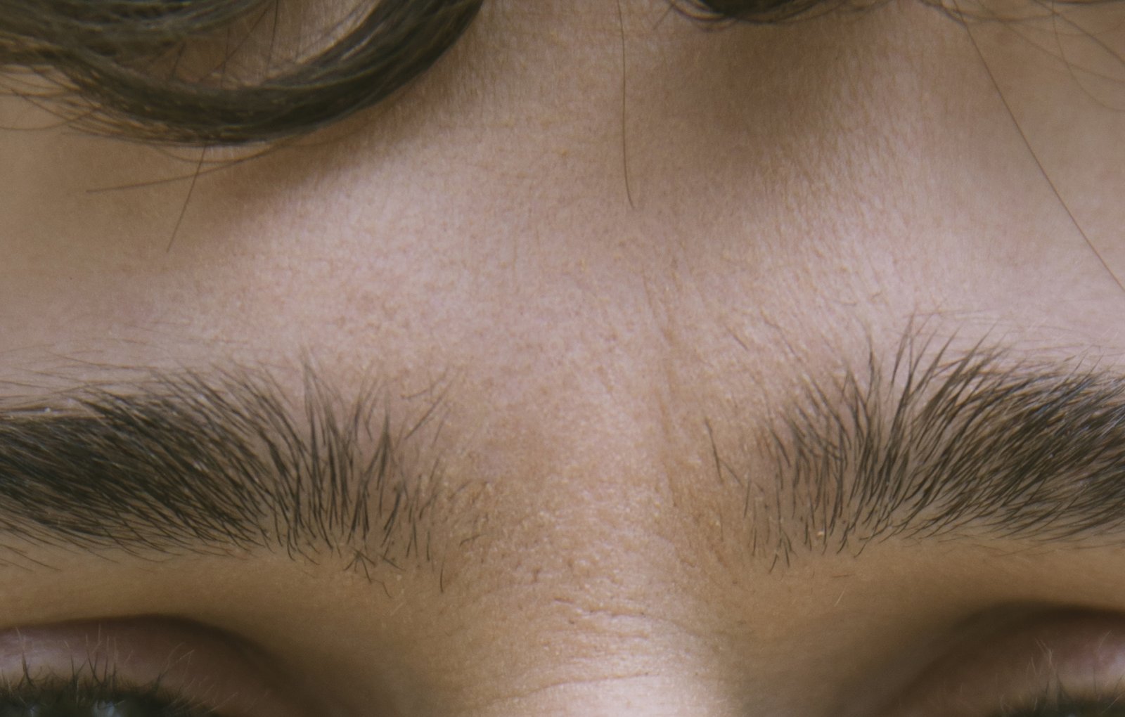 The space between the eyebrows