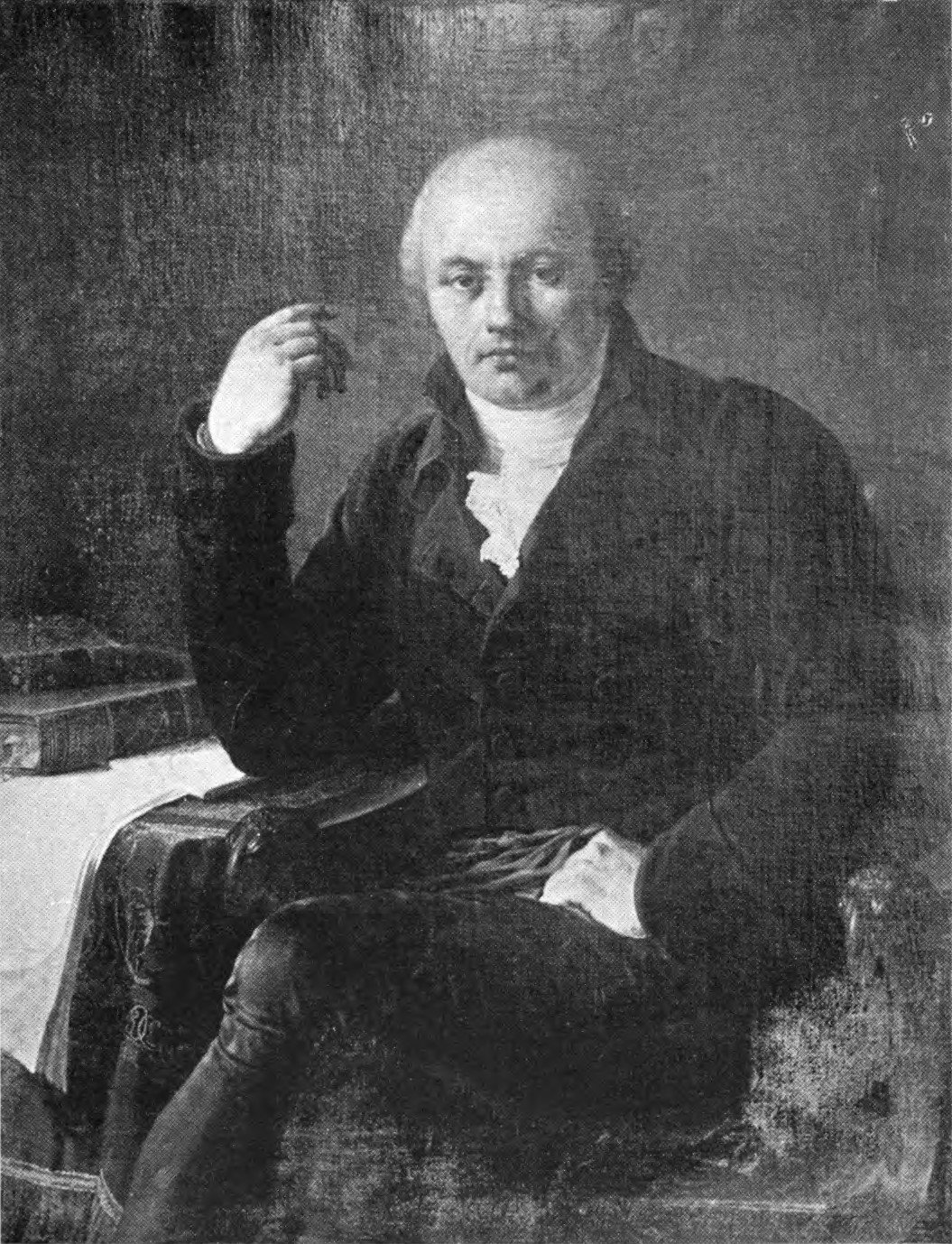 Painted portrait of Franz Joseph Gall seated at a table